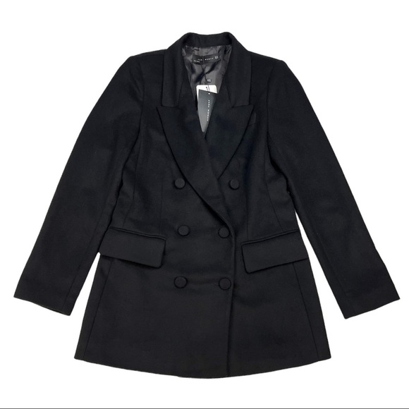 NWT Zara Woman Black Double Breasted Blazer Jacket Wool Blend Size XS - Picture 2 of 15